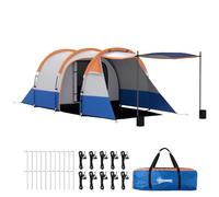 Outsunny Tienda de Campaña Familiar Ligera 420x200x150 cm Azul y | para 3 Personas, Tienda Camping Plegable, 2 Habitaciones, Bolsa de Transporte, Impermeable 2000 mm, Playa Senderismo