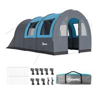 Outsunny Tienda de Campaña Familiar para 3 Personas Tienda de Camping Plegable Impermeable 3000 mm con 2 Habitaciones Puertas y Bolsa de Transporte para Senderismo 480x260x200 cm Gris Multicolor 480x2
