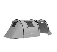 Outsunny Tienda de Campaña Familiar para 3 Personas Tienda Camping Plegable Ligera con Puertas Ventallas Gancho Bolsa de Transporte Impermeable 3000 mm para Playa Senderismo 470x220x150 cm Gris