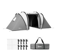 Outsunny Tienda de Campaña Familiar para 4-5 Personas Tienda de Acampada de Túnel Impermeable 3000 mm con 2 Dormitorios Bolsa de Transporte y Gancho para Pescar Senderismo Gris