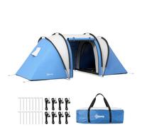 Outsunny Tienda de Campaña Familiar para 4-5 Personas 3000 mm | Tienda de Acampada de Túnel, Impermeable 3000 mm, con 2 Dormitorios, Bolsa de Transporte, Gancho para Pescar, Senderismo