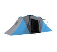 Outsunny Tienda de Campaña Familiar Tipo Túnel para de 4-6 Personas Impermeable 2000 mm Tienda de Camping Plegable con 2 Dormitorios Bolsa para Senderismo 555x225x190 cm Gris y Azul