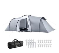 Outsunny Tienda de campaña 4-6 personas plegable ligera 2 ventanas impermeable anti-UV gris