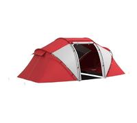 Outsunny - Tienda de campaña familiar para 4-6 personas, impermeable, ligera, ventilada, 2 cabañas, ventana, gran puerta, fácil de montar, 4,3 x 2,4 x 1,7 cm, color gris rojo