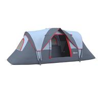 Outsunny Tienda de Campaña Familiar para 5 Personas Tienda de Acampada de Túnel Impermeable 3000mm+ Tienda de Camping con Bolsa de Transporte y Gancho para Pescar Senderismo 455x220x180 cm Gris