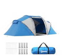 Outsunny Tienda de Campaña Familiar para 4-6 Personas Tienda Camping Plegable Ligero con Bolsa de Transporte Impermeable para Playa Parque Senderismo 430x240x170 cm Azul y Blanco