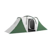 Outsunny Tienda de Campaña Familiar Tipo Túnel para de 4-6 Personas 555x225x190 cm Impermeable 3000 mm Tienda de Camping Plegable con 2 Dormitorios Bolsa para Senderismo Gris y Verde