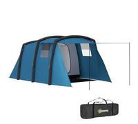 Outsunny Tienda de Campaña Inflable Familiar Tipo Túnel para 3-6 Personas Tienda de Campaña Glamping con Vestíbulo Ventanas de Malla y Bolsa de Transporte Protección UV 50+ Impermeable Azul