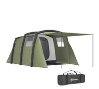 Outsunny Tienda de campaña inflable tipo túnel 3-6 personas Glamping vestíbulo UV50+ Verde Oliva 440
