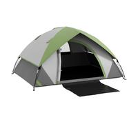 Outsunny tienda de campaña para 2 personas tienda de camping plegable ligera impermeable 3000 mm con puerta ventana gancho y bolsa de transporte 210x150x110 cm gris y verde