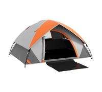 Outsunny Tienda de Campaña para 2 Personas Tienda de Camping Plegable Ligera Impermeable 3000 mm con Puerta Ventana Gancho y Bolsa de Transporte 210x150x110 cm Gris y Naranja