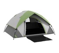 Outsunny tienda de campaña para 2 personas tienda de camping plegable ligera impermeable 3000 mm con puerta ventana gancho y bolsa de transporte 210x150x110 cm gris y verde