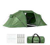 Outsunny Tienda de Campaña Familiar Tipo Túnel 430x230x170 cm | 4 Personas, Tienda Camping Plegable Grande con 2 Dormitorios, Salón, Bolsa de Transporte Impermeable, Playa, Senderismo