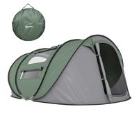Outsunny Tienda de Campaña Pop up para 4-5 Personas Tienda de Camping Instantánea con Ventanas Bolsillos y Bolsa de Transporte Impermeable Anti-UV 263,5x220x123 cm Verde y Gris Verde y Gris
