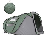 Outsunny Tienda de Campaña Pop up para 4-5 Personas Tienda de Camping Instantánea con Ventanas Bolsillos y Bolsa de Transporte Impermeable Anti-UV 263,5x220x123 cm Verde y Gris