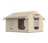 Outsunny Tienda de Camping 4 Estaciones, Impermeable 3000 mm, Caqui, con Bomba de Aire