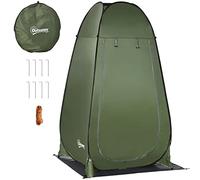 Outsunny Tienda de Campaña Instantánea Pop-Up Tienda de Ducha Camping Portátil con Gancho Bolsillo Bolsa de Transporte y UV 20+ para Baño Vestuario Cambiador 126x124x189 cm Verde Oliva