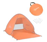 Outsunny Tienda de Playa para 1-2 Personas Pop-Up con Ventanas tipo Refugio con Protección Solar UV 200x150x119 cm Naranja Aosom España