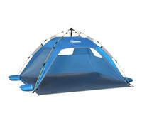 Outsunny Tienda de Playa Plegable Carpa de Playa Pop-up para 1-2 Personas con Protección UV Impermeable Bolsa de Transporte para Parque Camping 220x173x120 cm Azul Claro