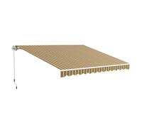 Outsunny Toldo Manual Retráctil 350x250 cm, Toldo Exterior Terraza con Ángulo Ajustable, Estructura de Aluminio, Brazo Articulado, Montaje a Pared, Anti-UV e Impermeable, para Jardín, Marrón Multicolo