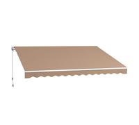 Outsunny Toldo Manual Retráctil 350x250 cm, Toldo Exterior Terraza con Ángulo Ajustable, Estructura de Aluminio, Brazo Articulado, Montaje a Pared, Anti-UV e Impermeable, para Jardín, Marrón Brown 350