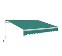 Outsunny Toldo Manual Retráctil 395x245 cm – Estructura de aluminio, Brazo Articulado, Anti-UV Verde