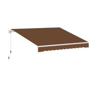 Outsunny Toldo Manual Retráctil Plegable con Manivela Exterior 295x245 cm café