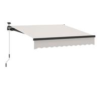 Outsunny Toldo Manual Retráctil 3x2,5 m con Luces LED Solares Toldo para Balcón con Manivela de Aluminio Ángulo Ajustable y Protección UV50+ para Jardín Terraza Ventanas Crema Cream 295x250x150cm