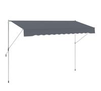 Outsunny Toldo Manual Retráctil 4x1,2 m, Toldo Exterior Terraza Enrollable, Altura Ajustable 170-280 cm, con Manivela, Anti-UV e Impermeable, Sin Taladro, para Balcón, Jardín, Gris Oscuro Gray