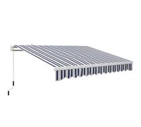 Outsunny Toldo Manual Retráctil 395x245 cm Ángulo Ajustable Brazo Articulado Anti-UV e Impermeable Montaje a Pared Azul y Blanco