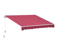 Outsunny Toldo Manual Retráctil 395x245 cm, Toldo Exterior Terraza con Ángulo Ajustable, Brazo Articulado, Montaje a Pared, Estructura de Aluminio, Anti-UV e Impermeable, para Jardín, Verde Red 395x24