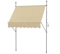 Outsunny Toldo Manual Retráctil con Manivela 200x120x210-300 cm con Altura Ajustable Impermeable y Anti-UV Beige