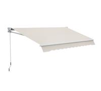 Outsunny Toldo de Pared Apertura Manual de Aluminio y Poliéster UV50+ para Exterior con Manivela 200x250 cm Blanco Crema Aosom España