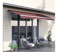 Outsunny Toldo Manual Retráctil Outsunny Aluminio, Poliéster Rojo Vino 350x250x148 cm Borgoña