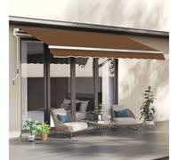 Outsunny Toldo Manual Retráctil Plegable con Manivela Exterior 295x245 cm café