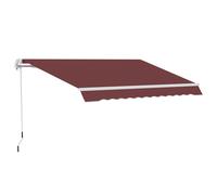 Outsunny Toldo Retráctil Manual 3,5x2,5 m con Ángulo Ajustable Manivela Estructura de Aluminio y Protección UPF30+ Rojo Vino