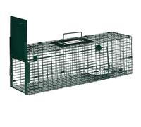 Outsunny Trampa para Animales Vivos con Puerta Jaula de Captura Metálica con Asa para Conejos Visones Pequeños 60x18x20 cm Verde Oscuro Aosom España