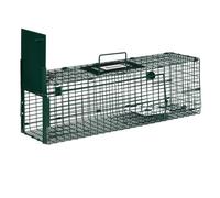 Outsunny trampa para animales vivos con puerta jaula de captura metálica con asa para ratones pequeños 60x18x20 cm verde oscuro