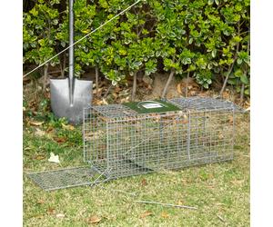 Outsunny Trampa para Animales Vivos Plegable 66x24x30,5cm con Puerta y Asa Plata plata