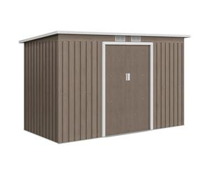 Outsunny Trastero de Jardín en Acero con 2 Rejillas de Ventilación y 2 Puertas Correderas, 280x130x172 cm, Marrón Madera Aosom España