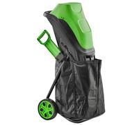 Outsunny Trituradora de Ramas Eléctrica 2500W con 2 Cuchillas Reversibles hasta Ø44 mm de Ramas Bolsa 45L Ruedas Verde