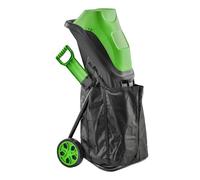 Outsunny trituradora de ramas eléctrica 2500w, trituradora de jardín con 2 cuchillas reversibles hasta ø44 mm de ramas, bolsa de recolección de 45l, ruedas y protección de sobrecarga, verde 1 cm