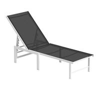 Outsunny Tumbona con respaldo ajustable en 5 niveles, en acero y textilene, 60x166x84 cm, Blanco y Gris Aosom España