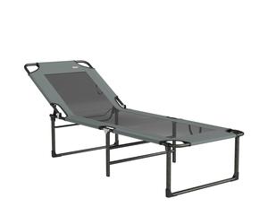 Outsunny Tumbona de Exterior Reclinable 4 Posiciones, Silla Plegable con Asa, Gris. Aosom España