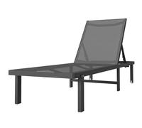 Outsunny Tumbona de Jardín con Ruedas Reclinable a Plano 4 Posiciones y Textilene 530 g/m² Gris Oscuro Aosom España
