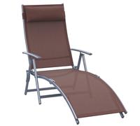 Outsunny Tumbona de Jardín Plegable con Respaldo Ajustable en 7 Niveles Almohada y Reposabrazos 137x63,5x100,5 cm Marrón Aosom España
