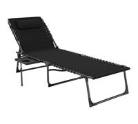 Outsunny Tumbona de Jardín Plegable con Respaldo Ajustable Reposacabezas y Bolsillo Lateral Estructura de Acero Negro Aosom España