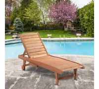 Outsunny Tumbona de Madera Exterior con 2 Ruedas 1 Cajón Natural Natural Wood