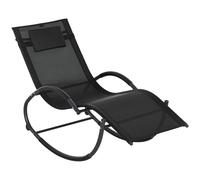 Outsunny Tumbona Mecedora con Reposacabezas y Reposabrazos Marco Metálico Carga 120 kg para Jardín Exterior 155x61x88cm Negro Aosom España