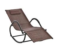 Outsunny Tumbona Mecedora de Exterior Reposabrazos 157x60x84 cm Marrón